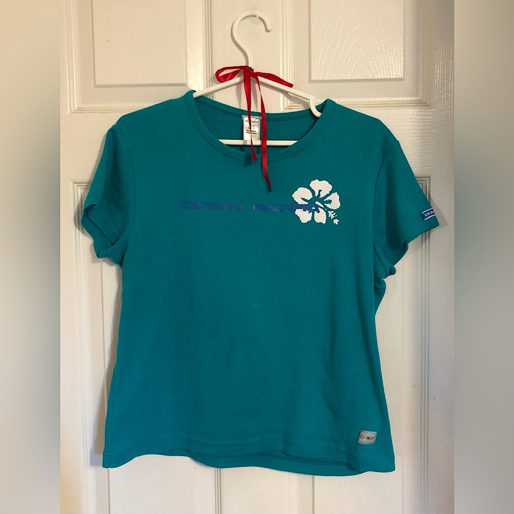 vintage y2k 2000s hibiscus ocean pacific baby tee
